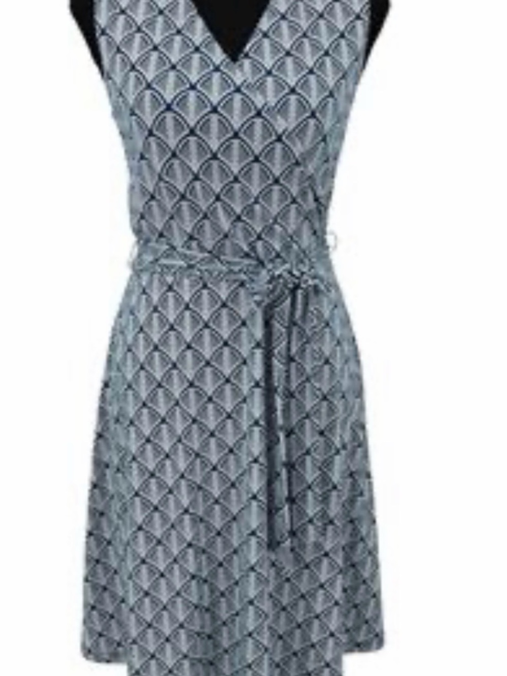 41 Hawthorn Black and Gray Geometric Wrap Midi Dress